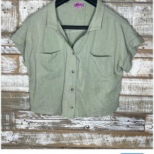 Casual Olive Button-Down Women's Shirt